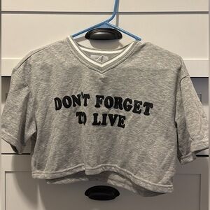 Heath Ceramics Gray Crop Top with Black Text